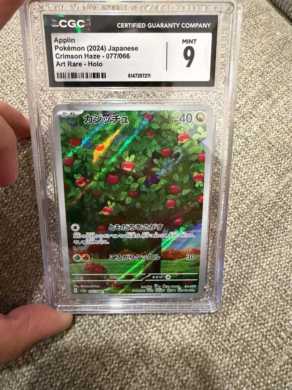 2024 Pokemon Japanese Crimson Haze Applin 077/066 Art Rare Holo CGC Mint 9